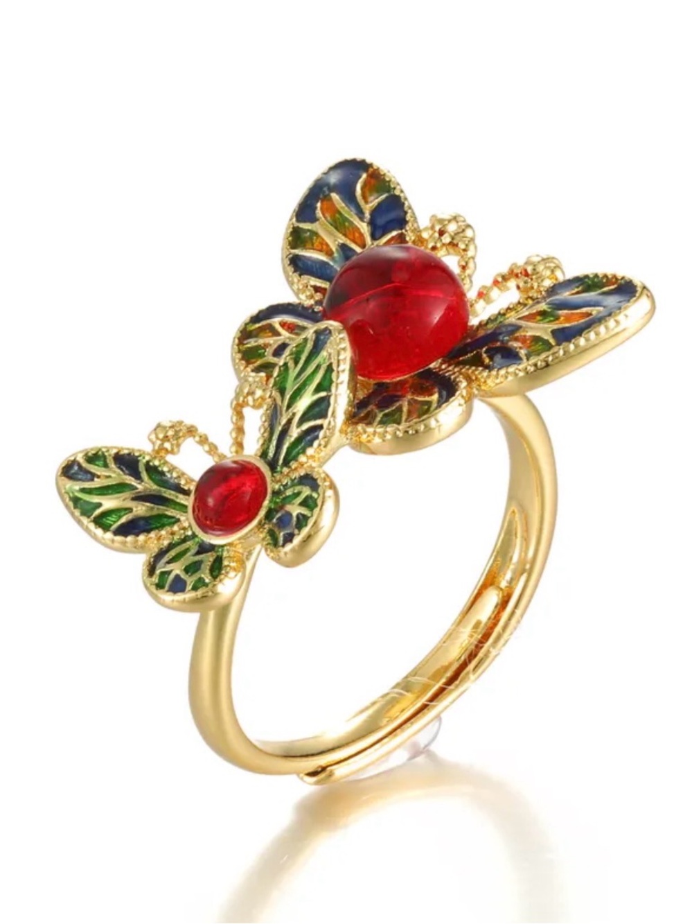 Vintage Butterfly Floral Adjustable Cocktail Ring
